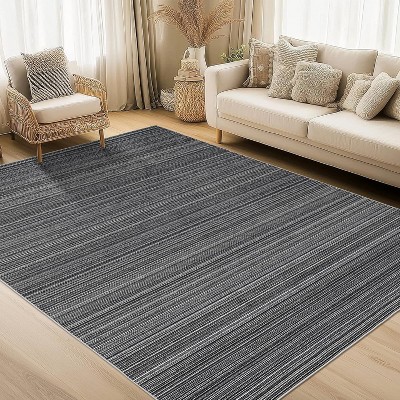 GustoWave Various sizes Modern Stripe Machine Washable Area Rug for Bedroom, Living Room, Black