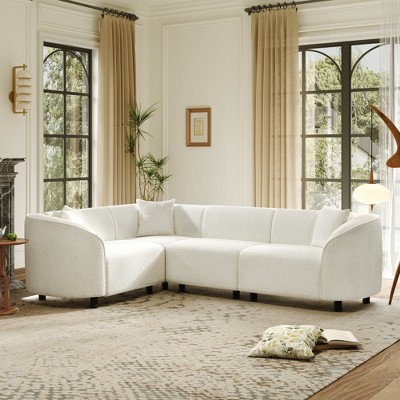 104'' L-Shaped Sectional Sofas with Chaise Lounge, 4-Seater Contemporary Couch in Premium Boucl¨¦ Upholstery, Modern Sculptural Design for Living Room