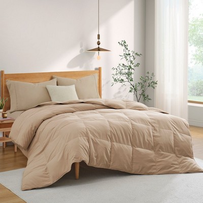 Peace Nest Light&All-Season Warmth White Goose Feather Down Comforter Duvet Dark Gray