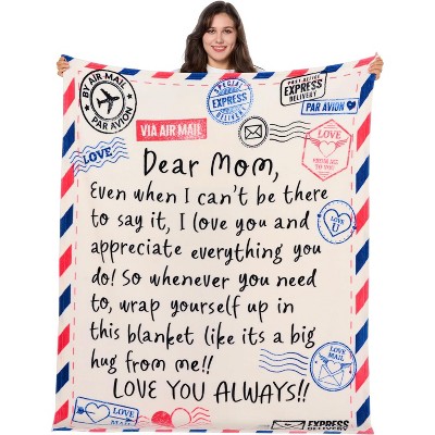 Joyfy Soft Flannel Throw Blanket Presents for Mom Birthday Mother's Day Christmas 50" x 60" - to My Mom Blanket Gift from Daughter Son