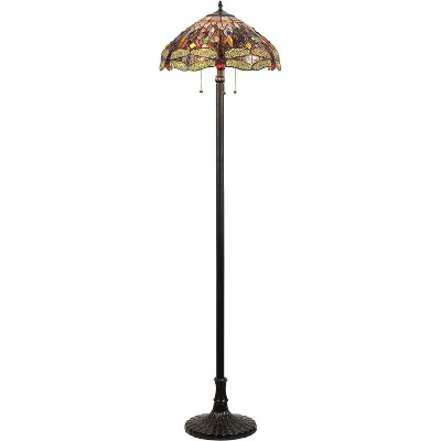 HomeStock Dragan Tiffany-Style 3 Light Dragonfly Floor Lamp 18" Shade