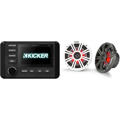 Kicker 46KMC4 Marine Gauge-Style Source & 45KM654L 6.5" Marine LED Speakers bundle