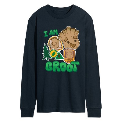 Men's - Marvel - Guardians of the Galaxy Groot Sticker Long Sleeve Graphic T-Shirt