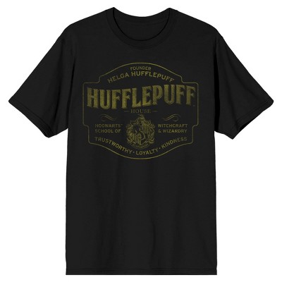 Mens Harry Potter Hufflepuff Hogwarts House Black Graphic Tee