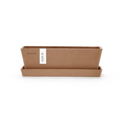 Ecopots Bruges Mini Durable Modern Rectangular Indoor/Outdoor Recycled-Based Composite Flower Pot Planter with Saucer