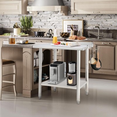 Acekool Stainless Steel Table, NSF Prep Table with Adjustable Undershelf, Heavy Duty Work Table for Kitchen, Restaurant, Home