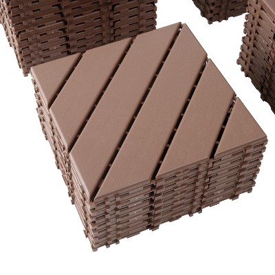 Cesicia 12"x12" Plastic Interlocking Deck Tiles,44 Pack Patio Deck Tiles, All Weather Use, for Poolside Balcony Backyard