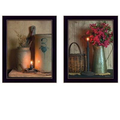 Gulches 2-Piece Vignette By Susan Boyer, Printed Wall Art, Ready To Hang Framed Poster, Black Frame(Country Candlelight Collection)