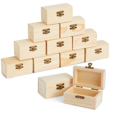 Bright Creations Unfinished Wooden Boxes for Crafts, Party Favors, Treasure Chest with Lid and Clasp, Pirate Decorations, 3.5 x 2.2 x 2 In
