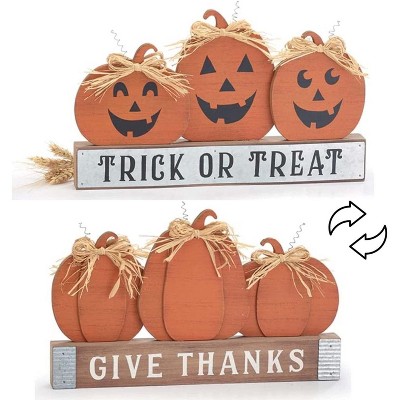 Burton and Burton Pumpkin Decor, Halloween Decorations Indoor, Fall Decorations for Home, Thanksgiving Decorations, Great for for Shelf and Table