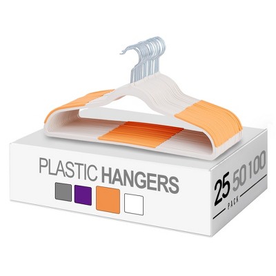 VECELO 25/50 pk Plastic Hanger 360º Swivel Hook Non Slip Coat Hangers with Magic Hangers & Tie Rack