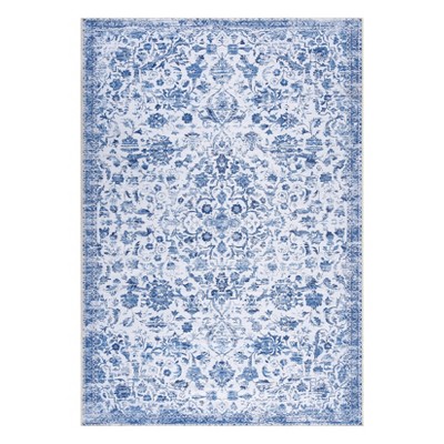 Vintage Washable Floral Print Living Room Rugs, Low Pile Non Slip Floor Carpet for Bedroom Dining Room