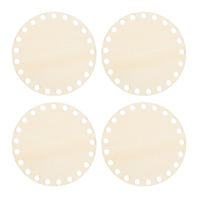 Unique Bargains Round Blank Wood DIY Craft Home Decoration Crochet Basket Bottom 4 Pcs