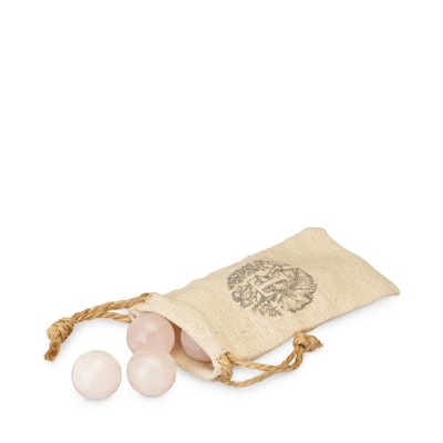 Twine Rose Quartz Wine Gems, Pink Drink Chillers, Real Polished Rose Quartz Stone Spheres, Whiskey Stones, Pink, Set of 6