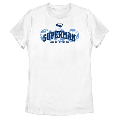 Womens Superman Look Up in the Sky World T Shirt