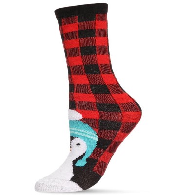 Memoi Women's Foot Pet Penguin Crew Socks Red One Size