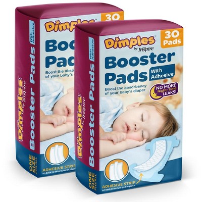 Inspire Dimples Booster Pads, Baby Super Absorbent Diaper Doubler with Adhesive (ALL SIZES)