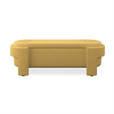 Tramull Linen Upholstered Storage Bench with Foam Cushion, Large Capacity Entryway Seat for Living Room & Bedroom