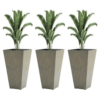 Resenkos Set of 3 Tall Planters with Drainage Hole, 28" Outdoor Flower Plant Pots, Indoor Planters for Porch Patio and Deck,