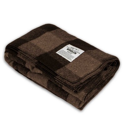 Minus33 Merino Wool M33 - Camp Throw Blanket White Mountain Woolen Brown and Tan Plaid