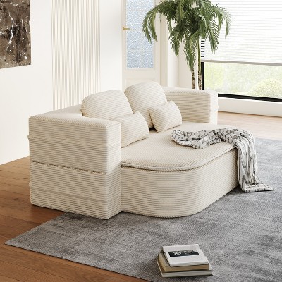 JOYRACER 75" 2-in-1 Convertible Foldable Sofa Bed with Blanket & 4 Pillows, Floor Sleeper Lounge Sofa, Couch for Living Room, Bedroom, Apartment