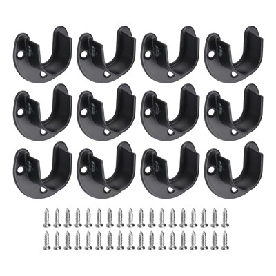 Unique Bargains Stainless Steel U Shape Design Easy to Install Multiple Use Closet Rod Bracket 12 Pcs