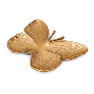 HomeRoots 18" Gold Cast Aluminum Butterfly Serving Tray