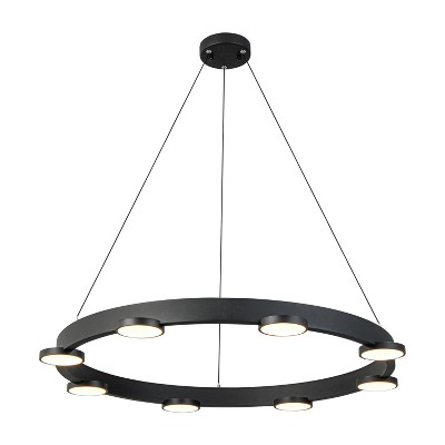 C Cattleya 8-Light Modern Black Aluminum Dimmable LED Pendant Light Chandelier with Acrylic Shade