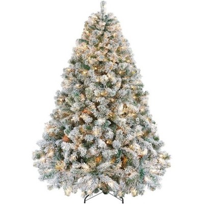 Artificial Full-Shape Christmas Tree – Snow Flocked Pine with Metal Stand, Easy Assembly, Holiday Decoration for Home & Office