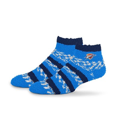 NBA Oklahoma City Thunder Multi Stripe Fuzzy Socks: Ankle, Polyester & Spandex, Adult Size