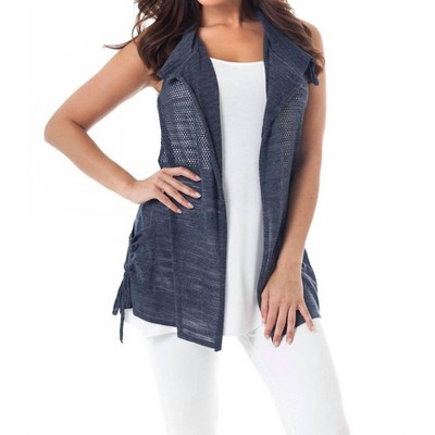 Women's Gathered Draped Collar Vest - ANGEL