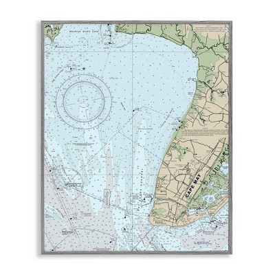 Stupell Industries Cape May New Jersey Nautical Map Traditional Cartography Black Framed Giclee Art