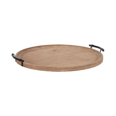 Kate and Laurel Bruillet Wood Ottoman Tray