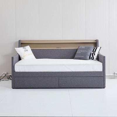 TiramisuBest Twin Size Daybed with Storage Drawers - Gray Linen Design