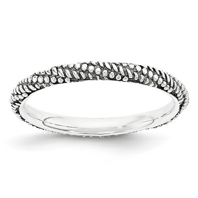 Black Bow Jewelry 2.25mm Antiqued Sterling Silver Stackable Expressions Textured Band