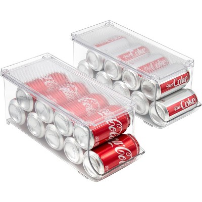 Sorbus Clear Plastic Soda Can Organizer with Lid - Holds 9 Cans Each
