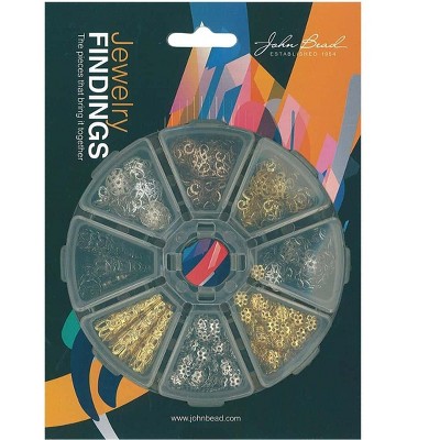 John Bead 1020pcs 8 Slots Round Jewelry Findings Kit Bead Caps Assortment Set