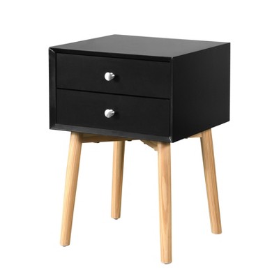 Dexmalle Bedside Table with 2 Drawers and Rubber Wood Legs