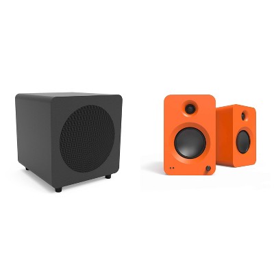 Kanto Ren Powered Speaker System (orange) and SUB8 Powered 8in Subwoofer (black) Bundle