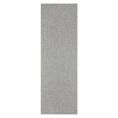 TOWN & COUNTRY BASICS Pax Herringbone Textured Solid Everwash® Washable Area Rug, Low Pile, Non-Slip, Pet & Family Friendly Rug, Grey, 2'5"x5'11"