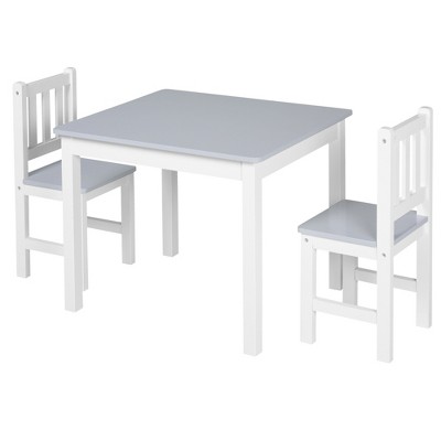 Qaba Kids Table and Chair Set for Arts, Meals, Lightweight Wooden Homework Activity Center, Toddlers Age 3+, Gray