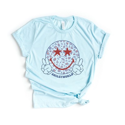 Simply Sage Market SmileyWorld Leopard Smiley Peace Sign Short Sleeve Tee