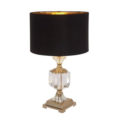 Crystal Table Lamp with Drum Shade Gold - Olivia & May: Faux Silk Shade, No Assembly, Modern Decor