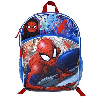 Marvel Spiderman 16" Blue and Red School Backpack with Front and Side Pockets