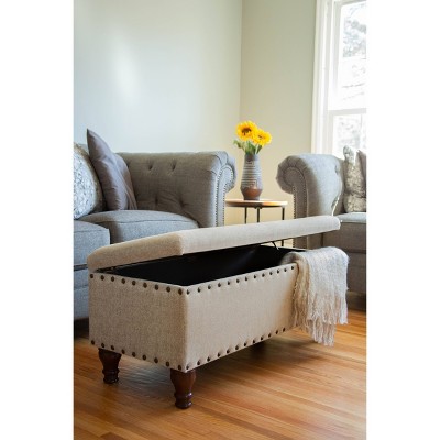 Large Storage Bench with Nailhead Trim - HomePop