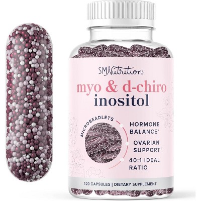Myo & D-Chiro Inositol for Hormone Balance for Women, Microbeadlets to Regulate Menstrual Cycle & Support Ovarian Health, SMNutrition, 120ct