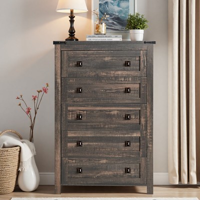 Dresser for Bedroom, Farmhouse Wood Rustic Wide Chest of Drawers, Storage Dressers Organizer for Bedroom, Living Room, Hallway