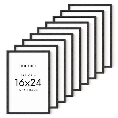 Haus and Hues Set of 9 Oak Wood Single Picture Frame with Plexiglass Cover