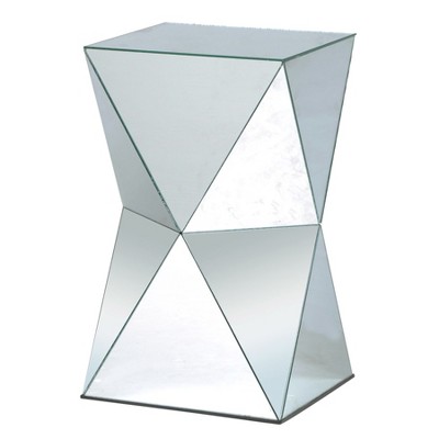 Mirrored Pedestal Table Silver - Stylecraft: Elegant Accent Nightstand, Non-Toxic MDF Frame