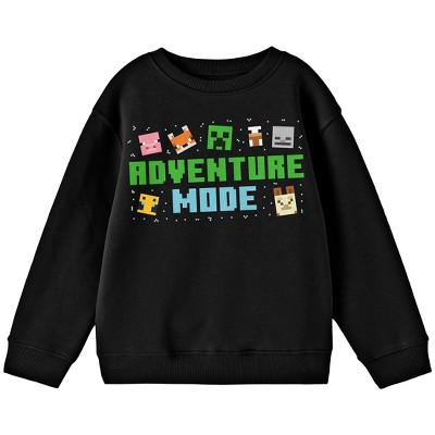 Minecraft Adventure Mode Youth Black Crew Neck Long Sleeve Sweatshirt